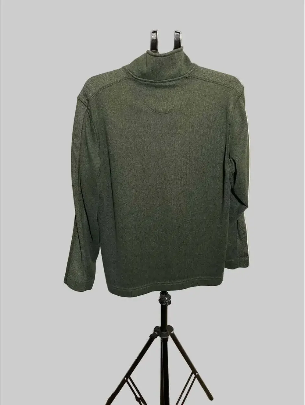 Van Heusen Mock Neck Button Pullover Sweater Mens Size L Olive Green